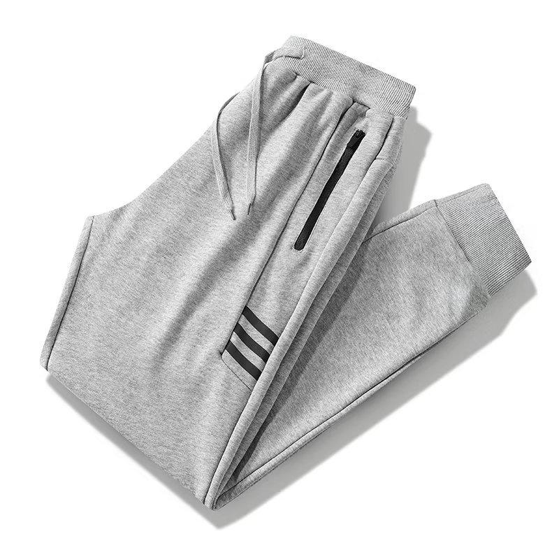 Мужские спортивные брюки большого размера на молнии на осень - повседневные прямые спортивные брюки