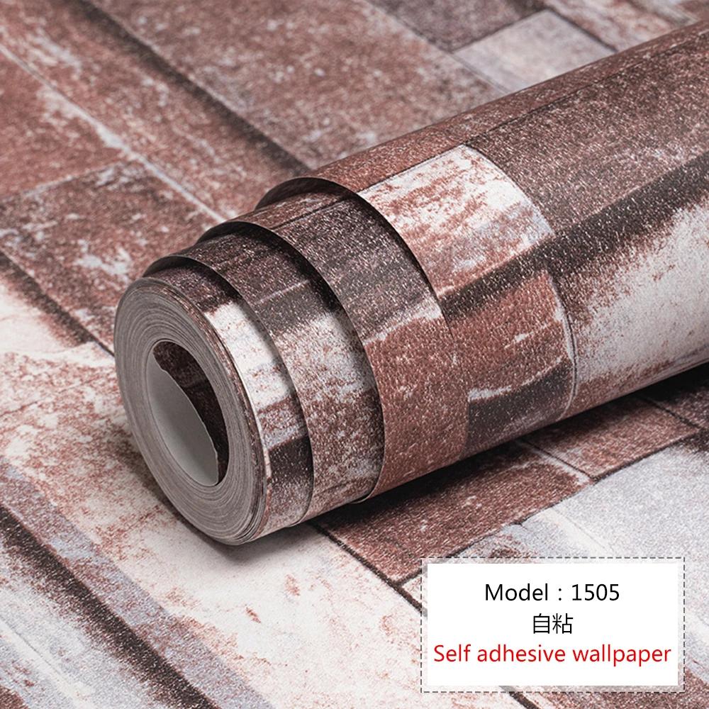 Self Adhesive Wallpaper Cafe Clothing Store Restaurant Brick Pattern Wallpaper 3D Retro Brick Culture Stone Pattern Wallpapers