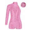 Девочки Выступление Купальник На одно плечо Длинный рукав Блестящие пайетки Невидимая молния сзади Джазовый наряд