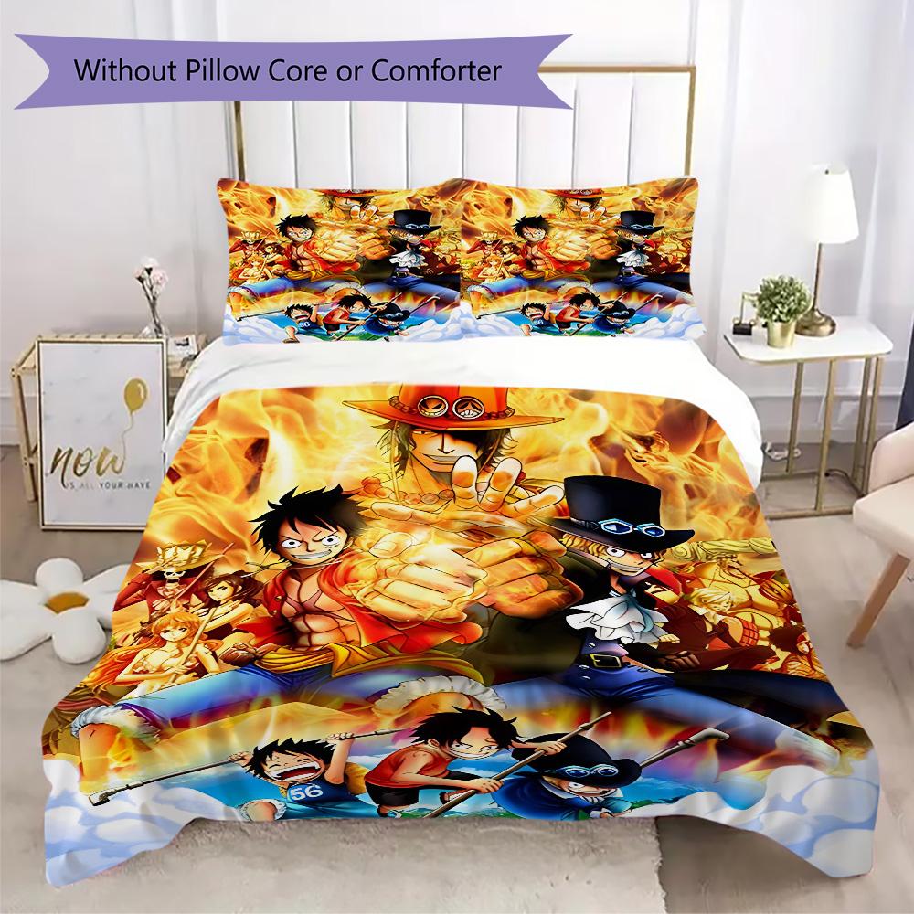 Starring the classic Japanese cartoon ONE PIECE Monkey D. Luffy provides comfortable bedding covers and pillowcases for home use (without core) K18