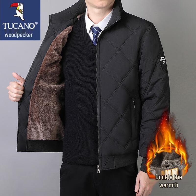 Tucano Men's Stand Collar Lamb Fleece Lined Padded Jacket