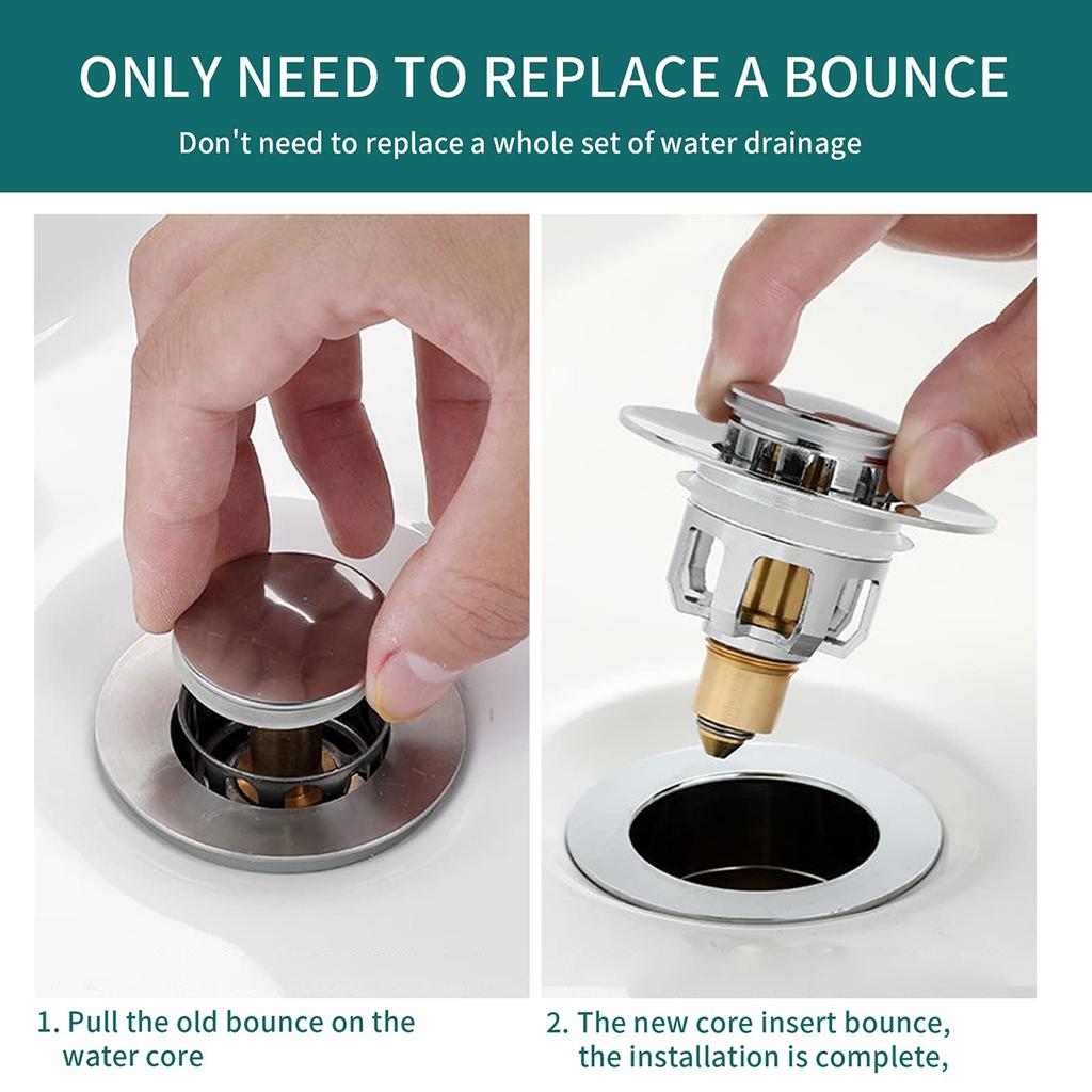 Универсальная пробка для раковины в ванной, Модернизированный всплывающий слив для раковины, Сетчатый фильтр, Заглушка для раковины/ванны, Подпружиненный слив, Фильтр для волос