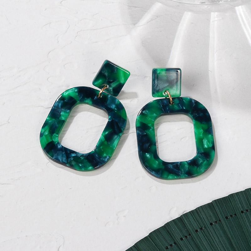 Новые корейские серьги-гвоздики для женщин, зеленые, симпатичные, геометрические, подвесные серьги-капли, Brincos, новая мода