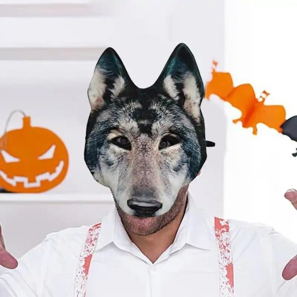 Husky Halloween Werewolf Mask Party Props Animal Half Face Mask Funny Tiger EVA Mask Masquerade