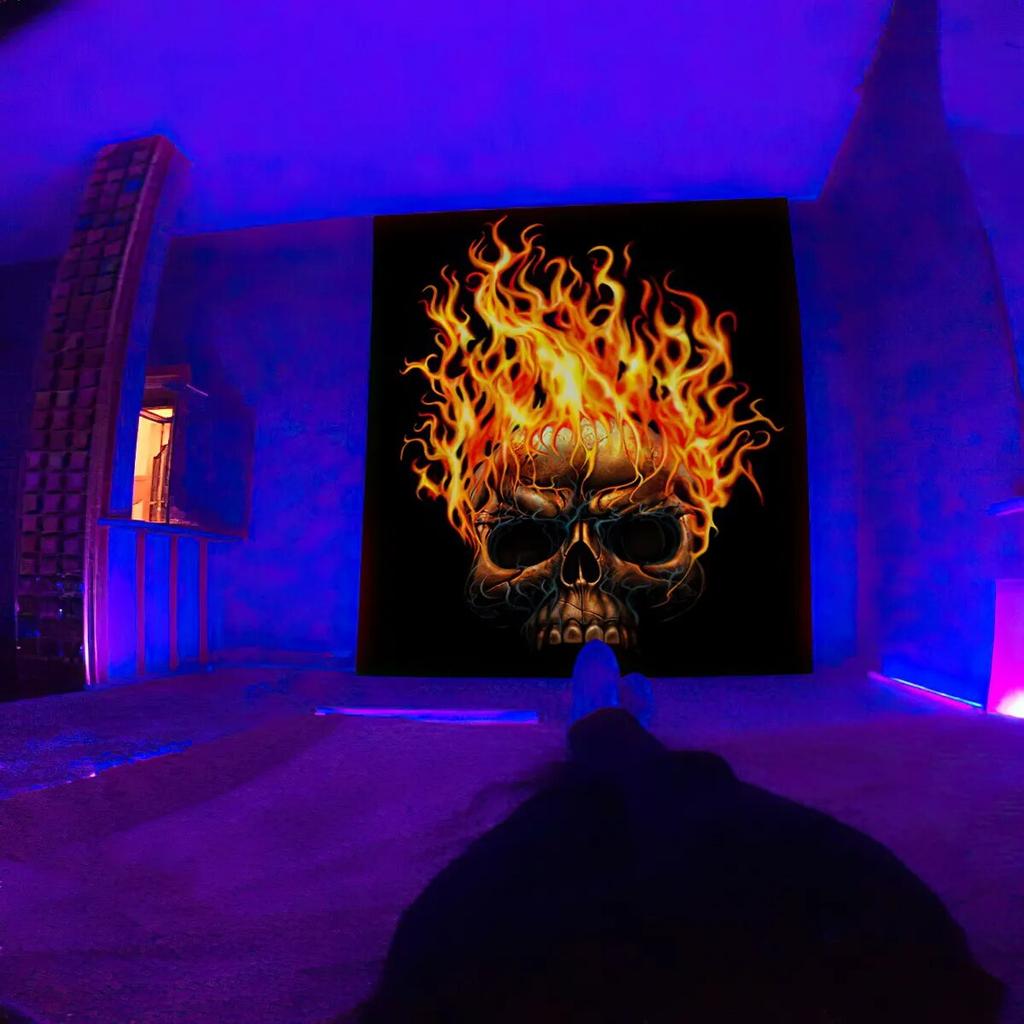 Флуоресцентный гобелен, УФ-реакция, психоделический череп, гриб, стена, хиппи, спальня, общежитие, украшение отдельной комнаты