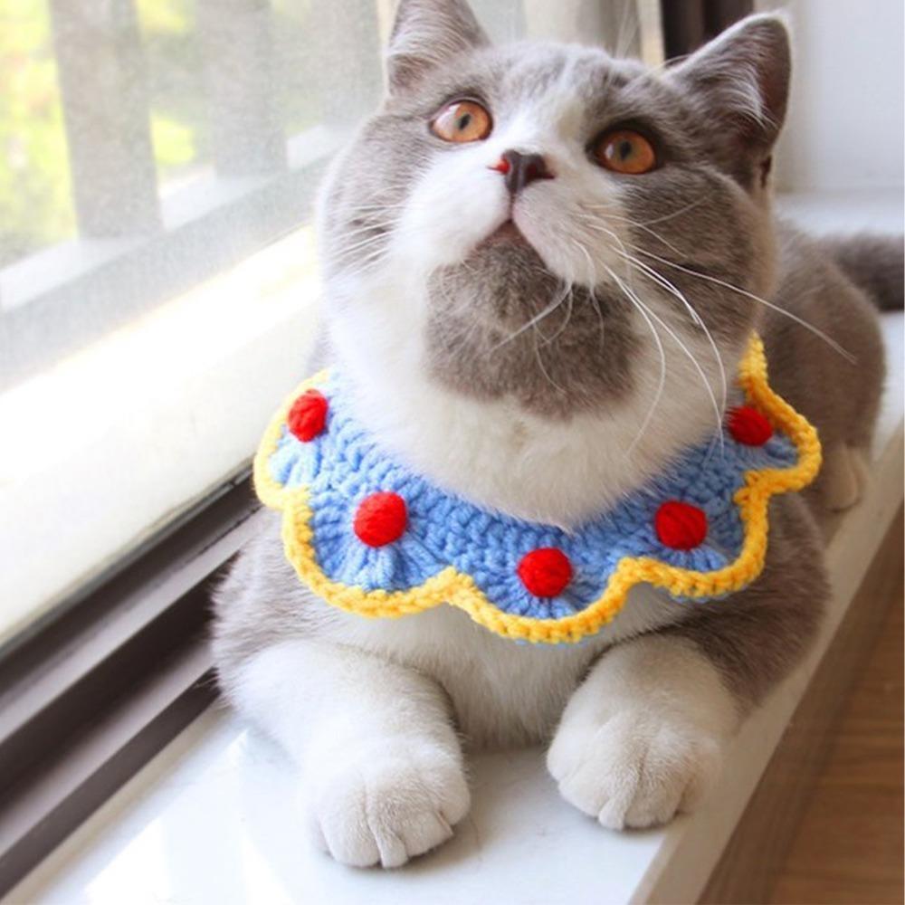 Adjustable Woven Pet Collar Lightweight Crochet Kitten Collar for Cats Small Dogs
