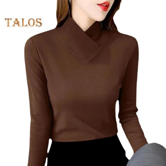 Женские топы с высоким воротником и длинным рукавом, облегающие, мягкие, эластичные, однотонные, с уникальным вырезом горловины