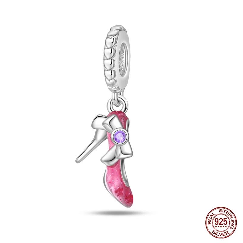 100% Copper Fashion Pink Princess Skirt Bag Lipstick Charms Beads Fit Original Bracelets Diy Jewelry Gifts