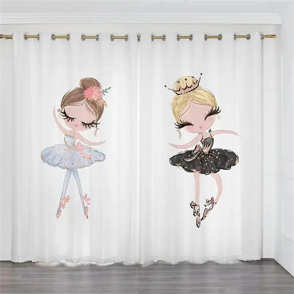 Розовый мультфильм танцующая принцесса Лебедь балетные оконные шторы для гостиной детская спальня ванная комната кухонная дверь домашний декор
