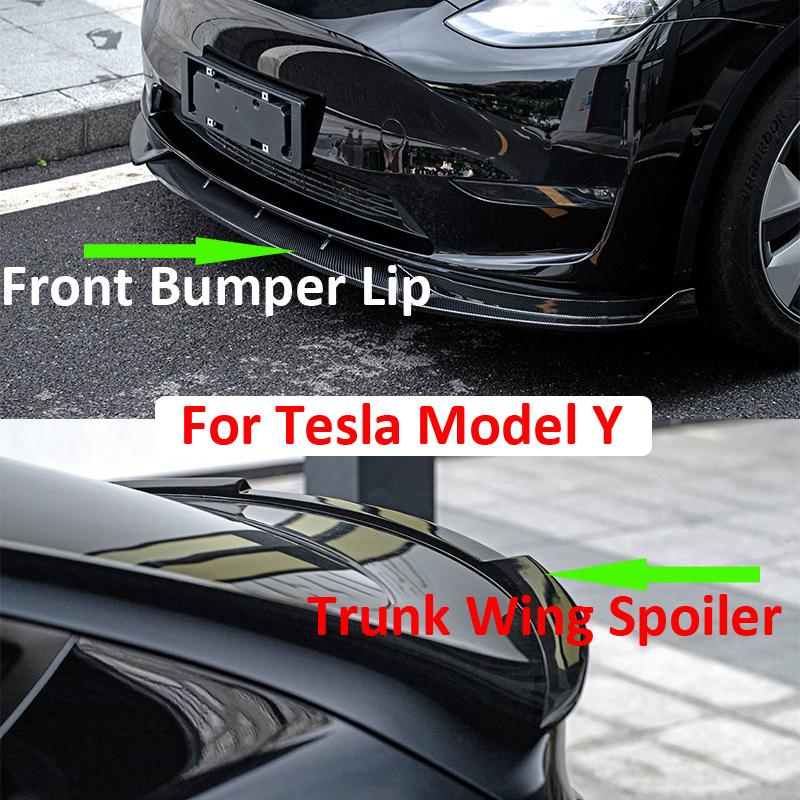 Для Tesla Model Y передний нижний бампер спойлер и спойлеры на крылья багажника ModelY 2017-2021 аксессуары комплект кузова для модификации автомобиля