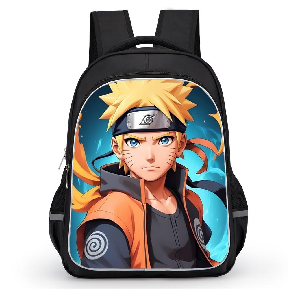 Школьный рюкзак для детей 16 дюймов NARUTO Мультяшный дизайн Легкий Прочный Двойная молния Карманы Для мальчиков и девочек Возраст 5-10 лет