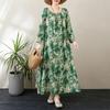 Новинка 2025 года, женское весеннее свободное платье больших размеров, базовое цветочное винтажное длинное платье, элегантное хлопковое повседневное платье большого размера