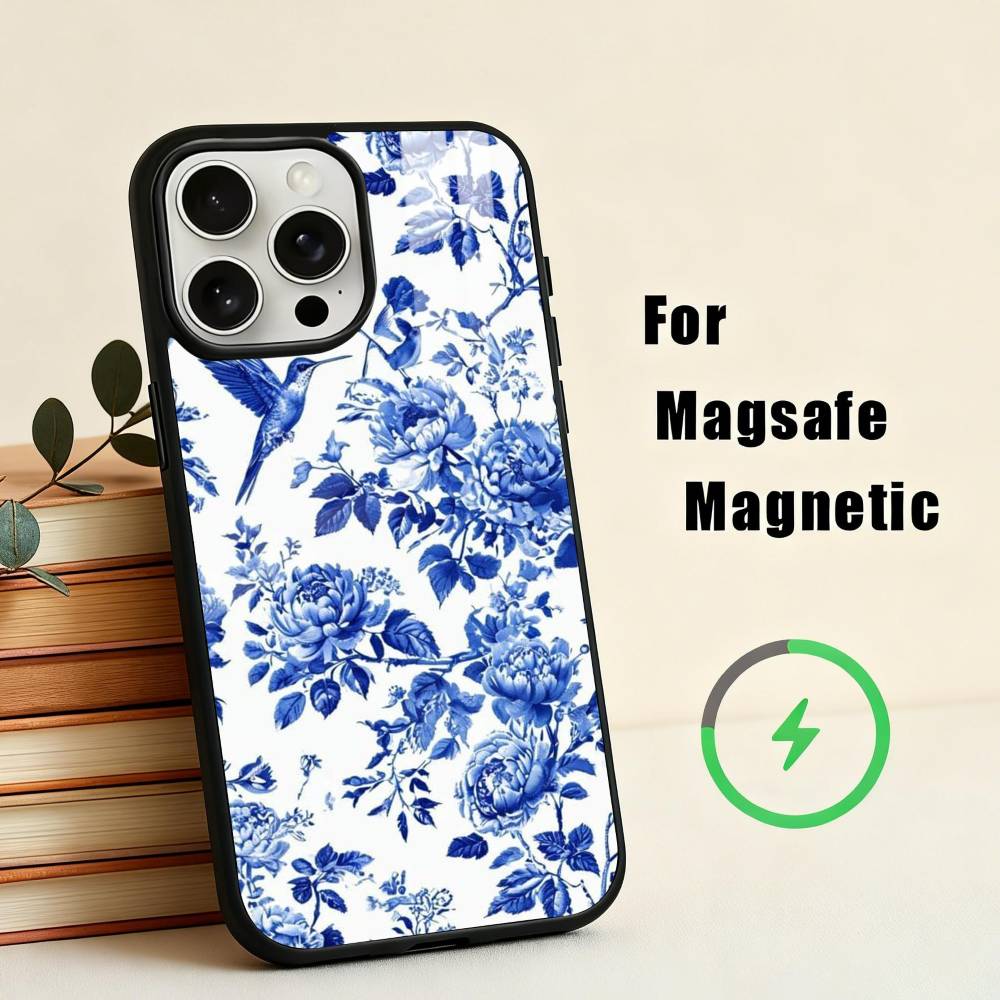 B-blue and W-white china Phone Case For iPhone17,16,15,14,13,12,11 Plus,Pro Max Magnetic For Magsafe Wireless Charging