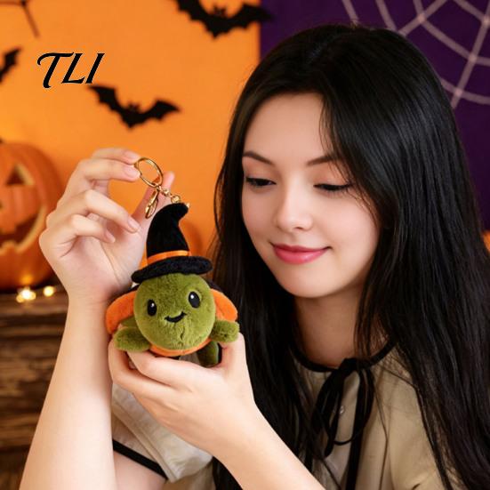 Collectible Cartoon Figure Halloween Cute Turtle Plush Toy with Wizard Hat, Soft Small Keychain Pendant Stuffed Animal, Pendant, Holiday Party Favors