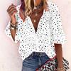 Women's New Polka Dot Printed Long Sleeved Lapel Single Breasted Shirt Top