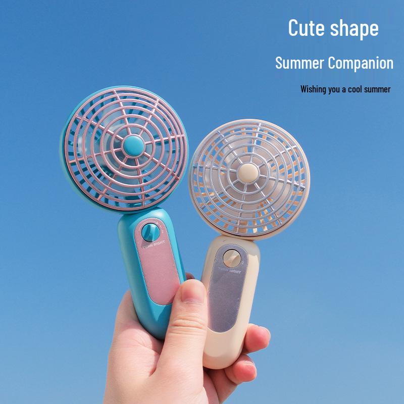 Portable Retro Handheld Mini Fan with USB Charging and Phone Holder
