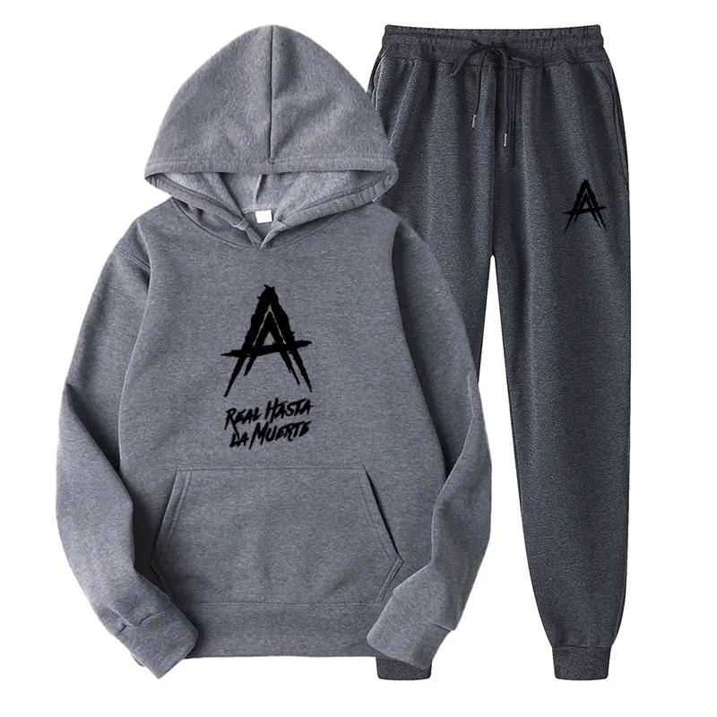 Мужской спортивный костюм Anuel AA Album Real Hasta La Muerte, повседневный комплект из 2 предметов, толстовка, спортивные штаны с капюшоном, комплект верхней одежды, женская одежда