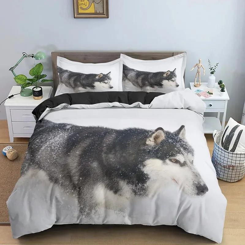 Cute Dog Duvet Cover Twin Full Queen King Siberian Husky Bedding Set for Kids Teens Boys Girls Lovely Pet Animal Comforter Cover