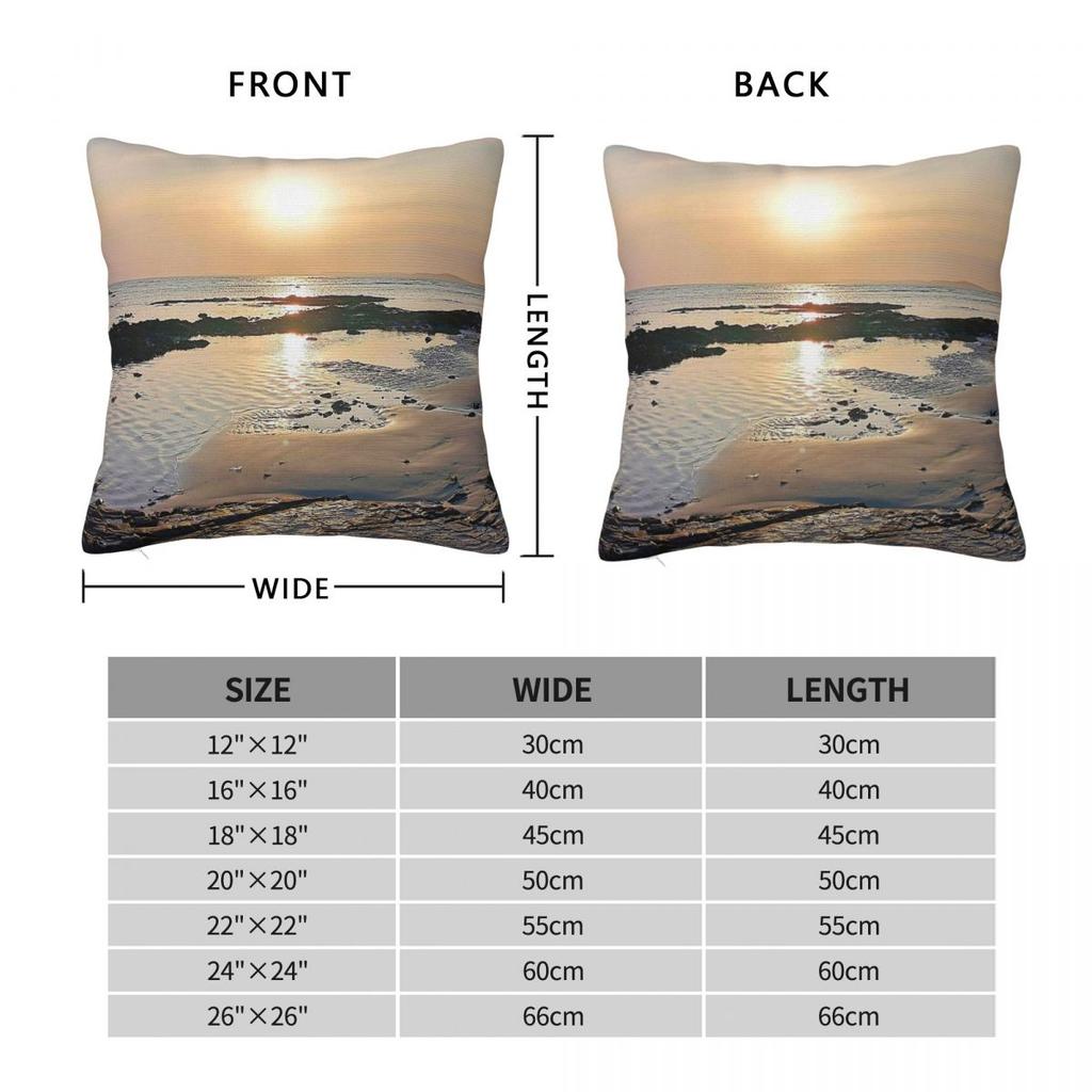 Rocky Bay Beach Sunset Square Pillowcase Polyester Linen Velvet Pattern Decor Throw Pillow Case Sofa Seater Cushion Cover 45X45