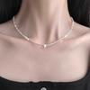 Light Luxury Niche High Sense Fashion Pearl Broken Silver Heart Necklace Female Collarbone Chain Necklace