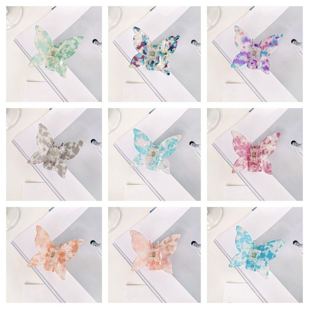 Colorful Acetate Butterfly Hair Claw Korean Style Sweet Shark Clip Retro Hair Crab Clip Lady