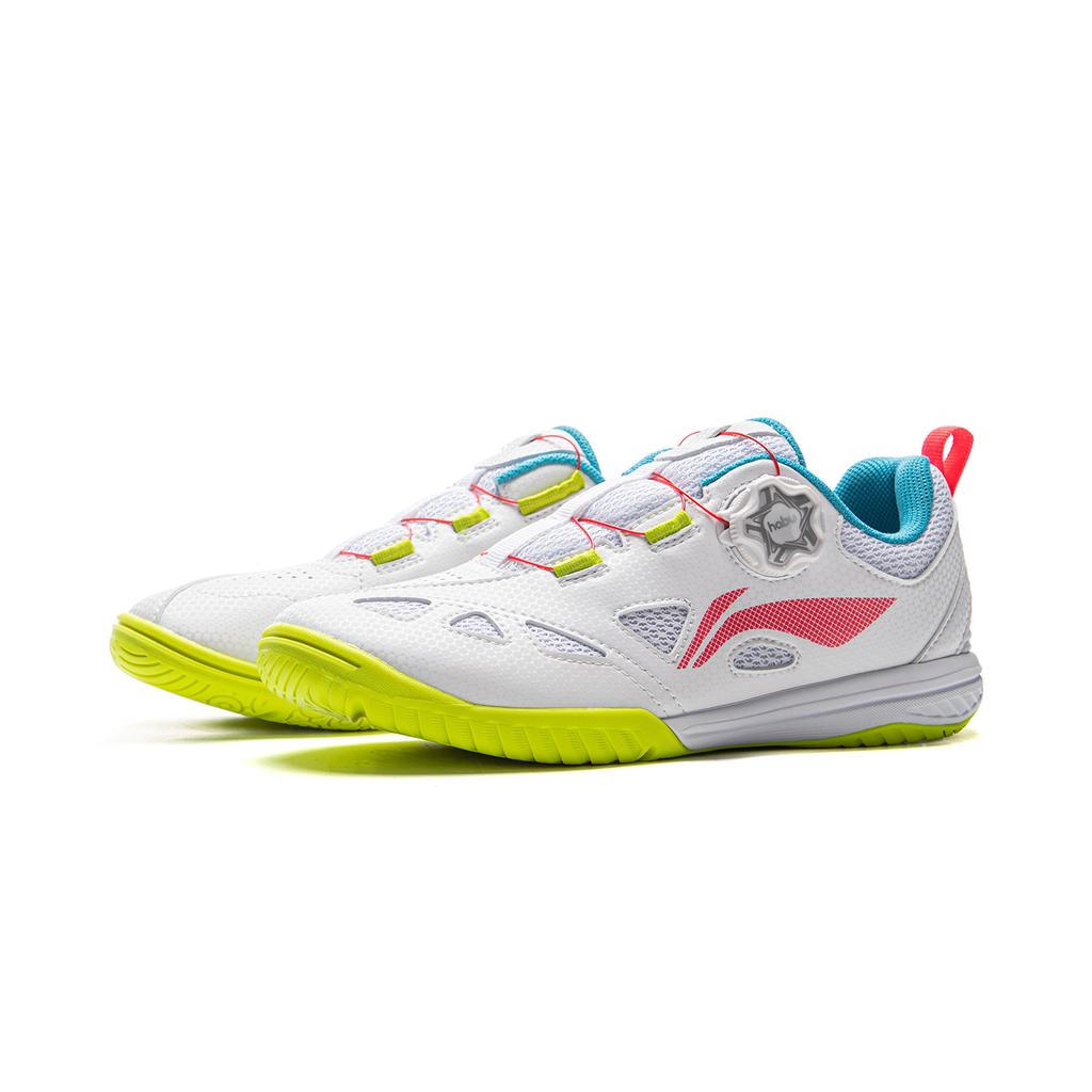 Li Ning Table Tennis Series Cloud Bottom Sports Low Top Training Shoes Kids Sneakers White Fluorescent-Flame-Red APTU017-4