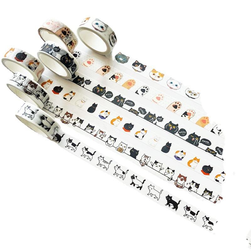 1.5*500cm Creative and cute cats and paper tape Adhesive Diy Scrapbooking Diary Album Junk Journal Supplies