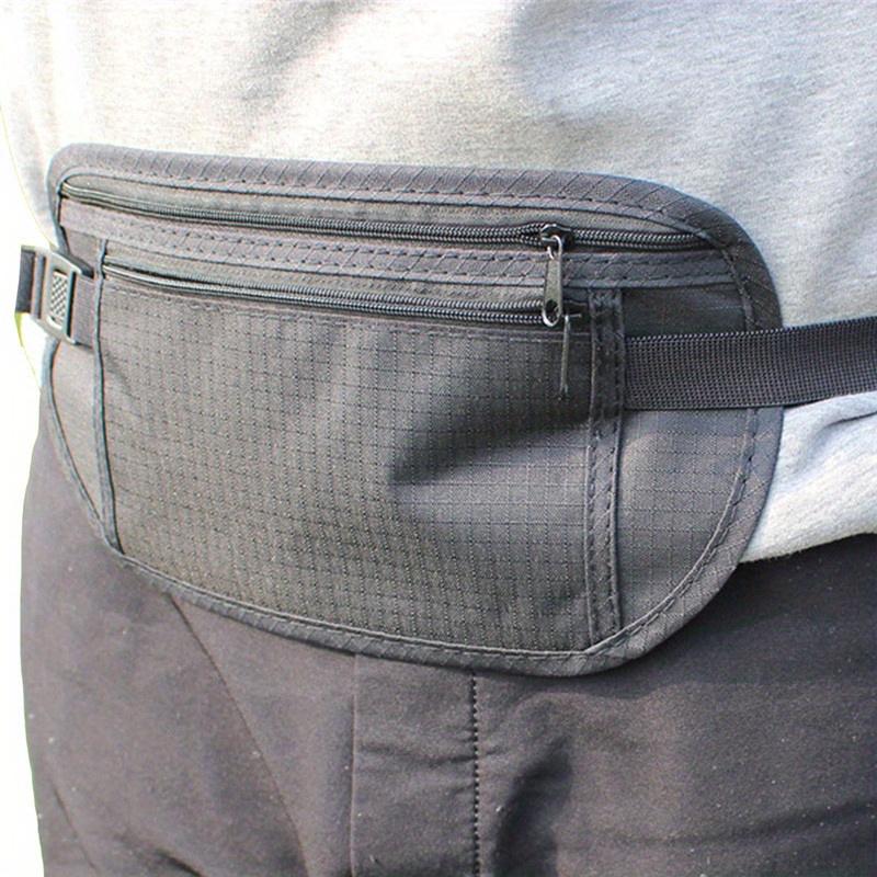 Unisex Travel Waist Pouch Passport Money Belt Bag Hidden Security Wallet Black Zippered Waist Security Pouch