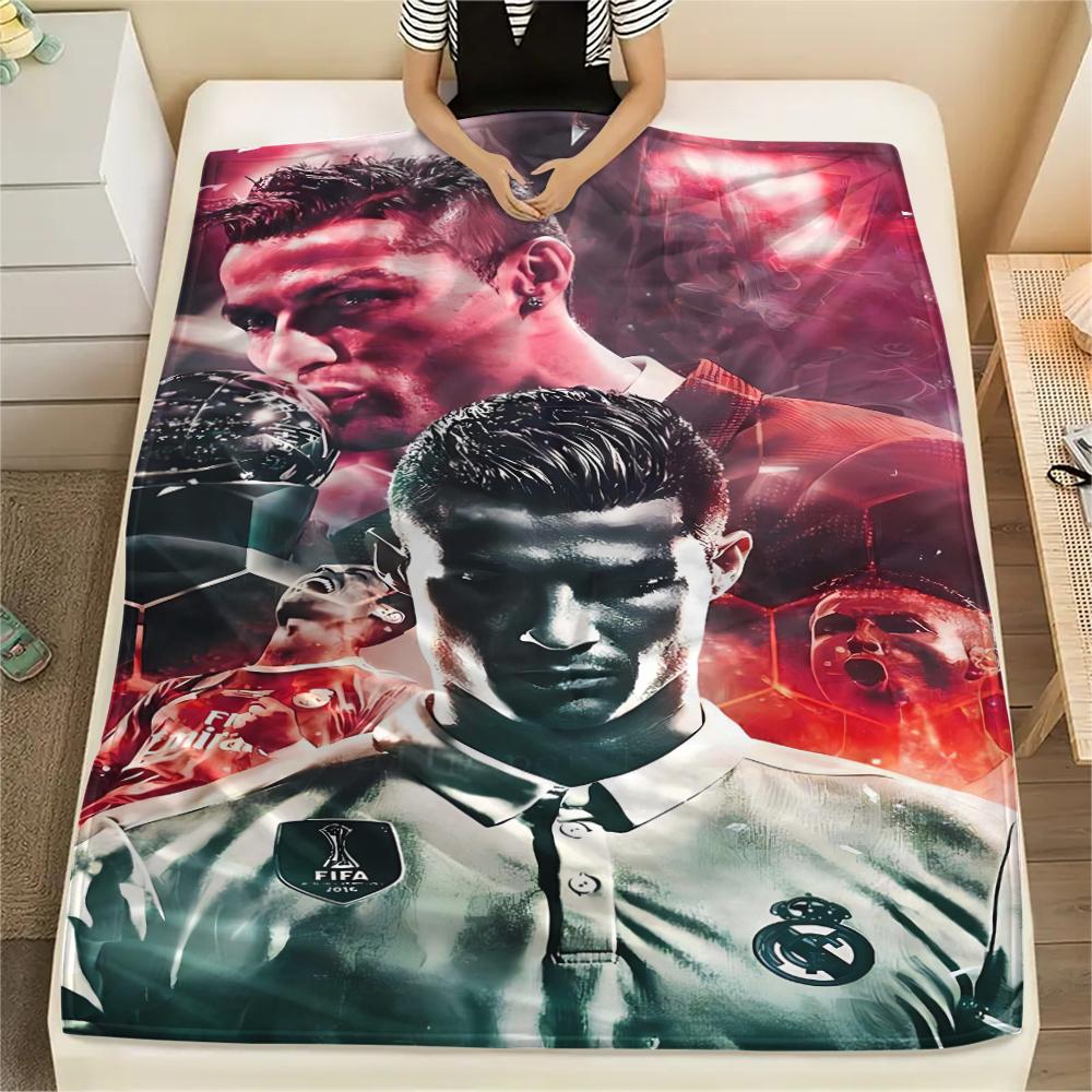 1 шт. Фланелевое одеяло с принтом CR7, Высококачественное, Удобное для всех сезонов, Домашний декор, Тепло и комфорт, Идеально для рождественских подарков