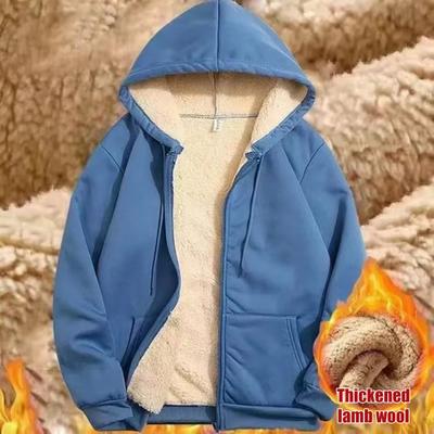 Флисовые Толстовки с Капюшоном Женские Однотонные на Молнии Теплые с Подкладкой Термо-Свитшот