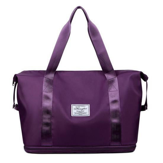 20-35L Women Travel Bag Large Capacity Zipper Closure Retractable Bottom Firm Stitching Great Load Bearing Foldable Duffel Bag Shoulder Overnight Bag