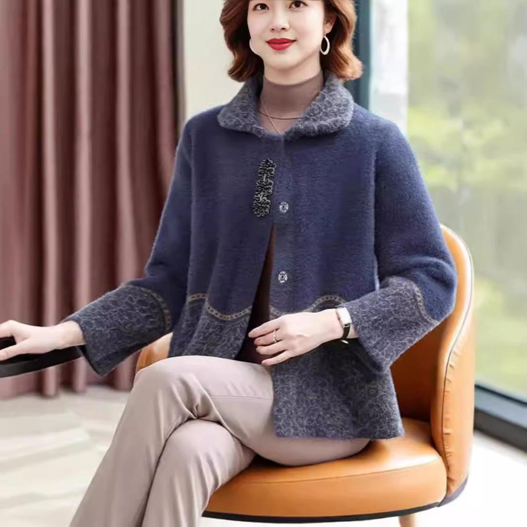 Women's Thicken Cardigan Sweater New Imitation Mink Velvet Sweater Coat Ladies Warm Jackets