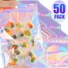50/10pcs Iridescent Self-Sealing Bags Plastic Laser Clear Storage Bag Makeup Jewelry Gift Zipper Bags Candy Packaging Pouches