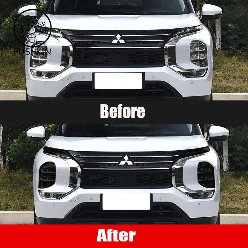 Headlamp Car Styling Sticker for Mitsubishi Outlander 2022 2023 Headlamps TPU Smoke Black Headlights Protector Film Accessories
