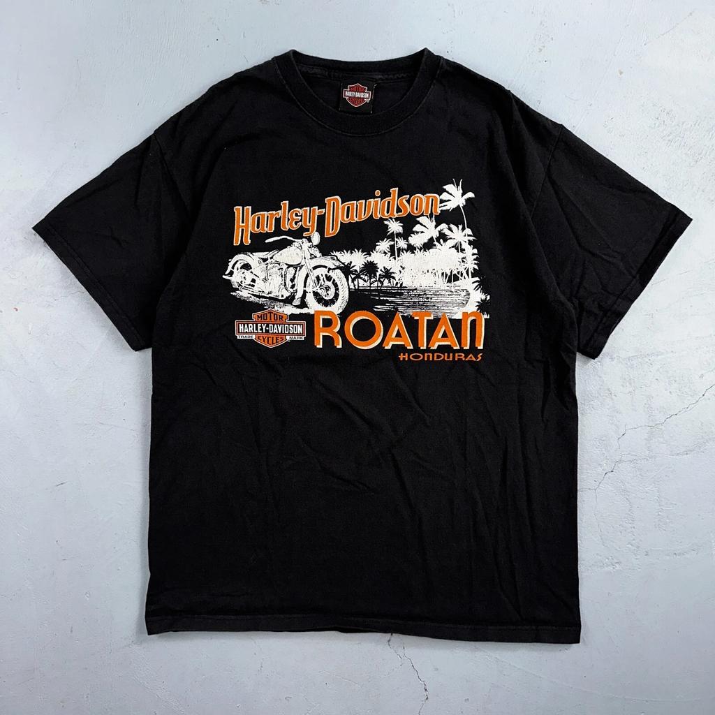 Harley Davidson Roatan VTG T Shirt Hondurs Bike Black Motorcycle Y2K Grunge Cool