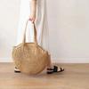 Женская мода коричневая круглая соломенная сумка для отдыха тканая пляжная сумка через плечо