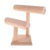 2 Tiers Plain Wooden T-Bar Jewellery Bracelt Watch Display Holder Stand Rack