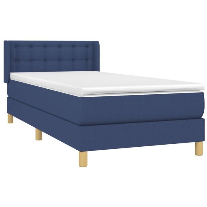 3130575 vidaXL Lit à sommier tapissier avec matelas Bleu 100x200 cm Tissu