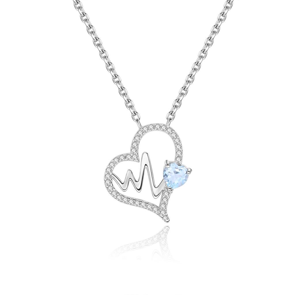 Heart-shaped Gemstone Necklace That Does Not Fade, 925 Sterling Silver Natural Crystal Topaz Garnet Necklace As a Gift for Girls