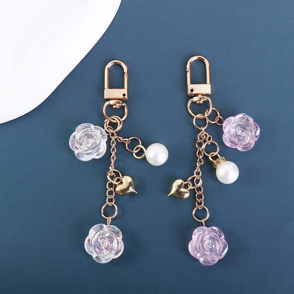 Pearls Pendant Bag Pendant Women Key Chain Korean Style Pendant Rose Car Key Ring Ornaments