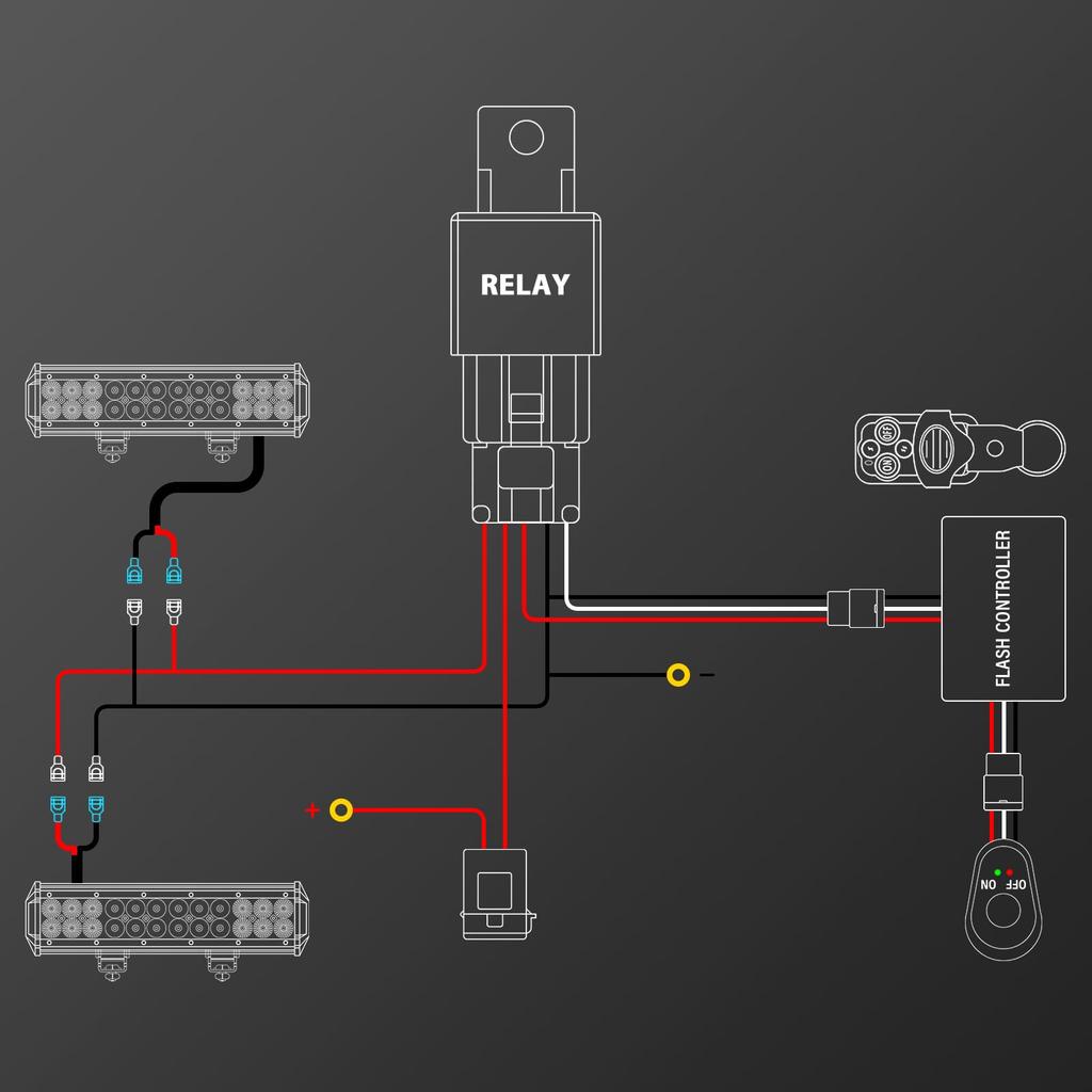 Универсальный комплект жгута проводов для светодиодной противотуманной фары 40A 12V DC 2 Lead LED