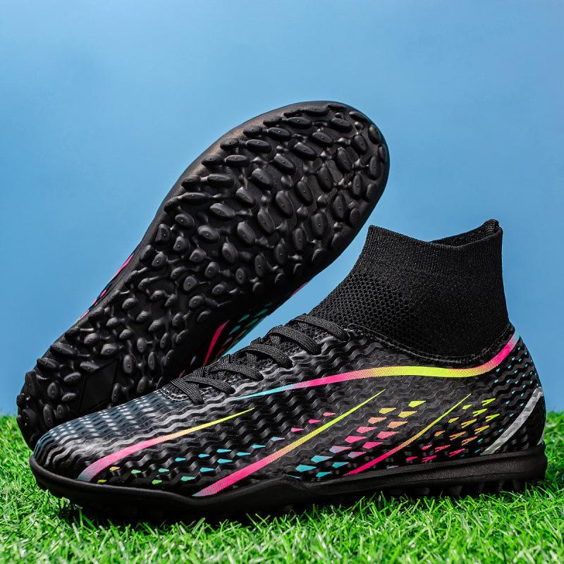 New High Top Soccer Boots Long Crushed Spikes Amazon Men's and Women's Soccer Boots Grass Student Training Shoes