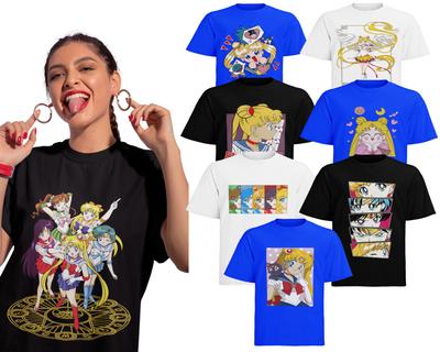 Футболка Sailor Moon для женщин, Venus Mars Merkur Jupita, аниме, оверсайз.