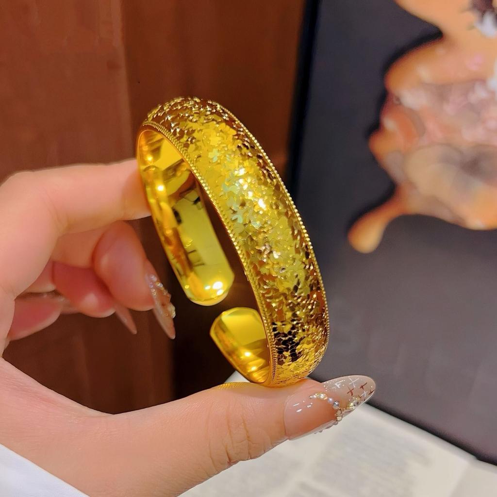 Exploding Crushed Ice Wide Tire Opening Bracelet for Women, Light Luxury and High-end Bracelet Accessories