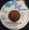 7inch Record RONNIE DAVIS - Everyone Needs Love NONE On Top Records Jamaica Reggae, Ska & Dub Used
