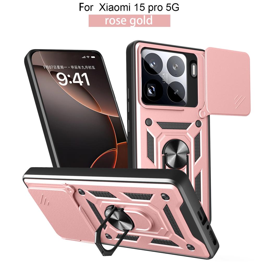 Чехол для Xiaomi 15 Pro Чехол для Xiaomi 14 Pro Mi 13 Pro Mi 15 Держатель с магнитным кольцом Бронированный чехол для телефона Защита камеры сдвижной задняя крышка