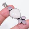Natural Rose Quartz, Chalcedony 925 Sterling Silver Jewelry Pendant 2.40" V0o43