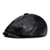 Кожаная восьмиугольная кепка мужская винтажная берет женская теплая прогрессивная кепка кепка газетчика