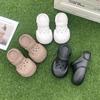 2024 летняя мода модные тапочки дырка обувь мешок голова женская большая голова толстая подошва дышащая мягкая подошва наступать на дерьмо чувство мешок голова половина перетаскивания