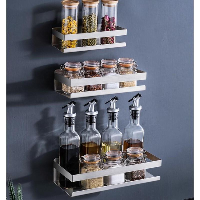 Kitchen Shelf 304 Stainless Steel Nickle Brush Kitchen Condiment Shelf Holder Shower Storage Rack Accessories